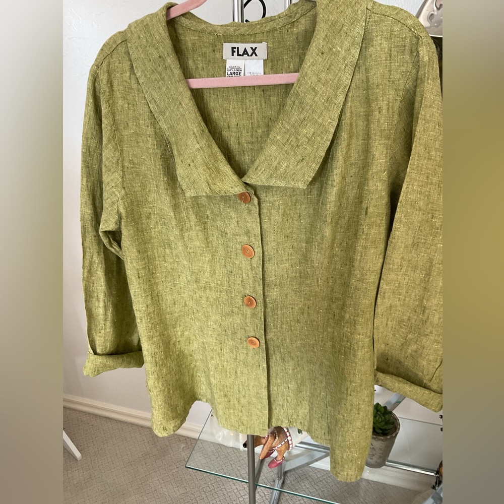 Flax Olive Button Down Shirt jacket - image 1
